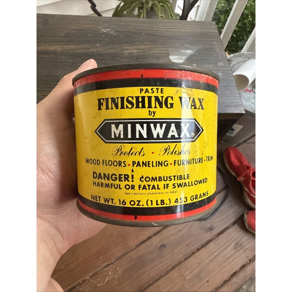 Vintage Tin Can Minwax Paste Finishing Wax 1 lb Clear/Yellow Gloss Wood Wax NEW!